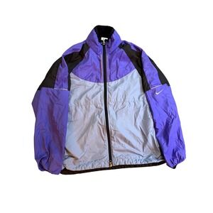 Nike Womens Windbreaker Jacket Purple Light Blue Black Sportswear Zip Up